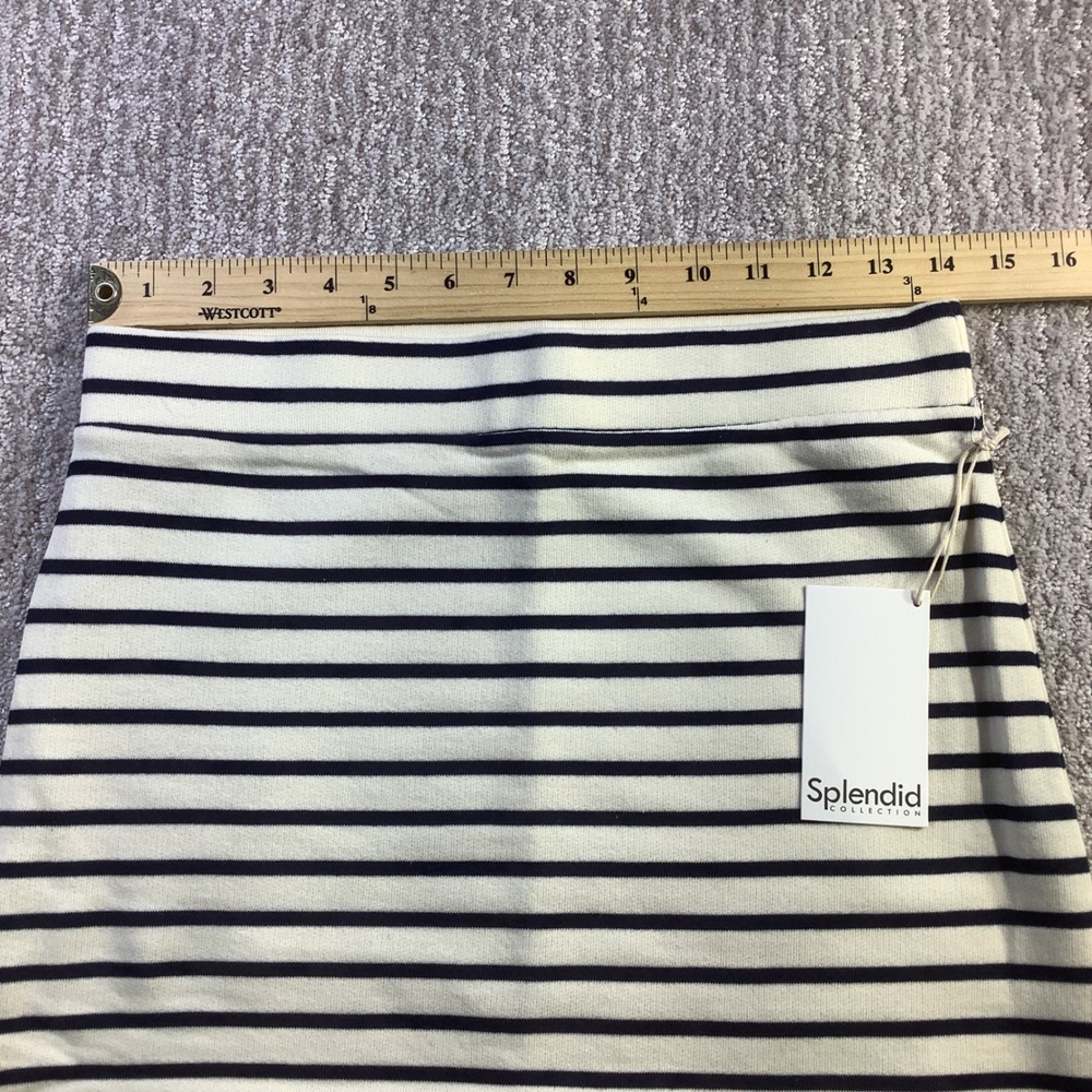 Splendid Womens Striped Knit Maxi Skirt Navy Cream Side Slit Size Small NWT - Picture 9 of 11
